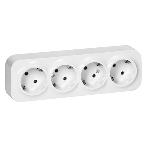 Wall Socket Surface-Mounted 2P+Z Schuko IP20 (4 Sockets) 4 sockets