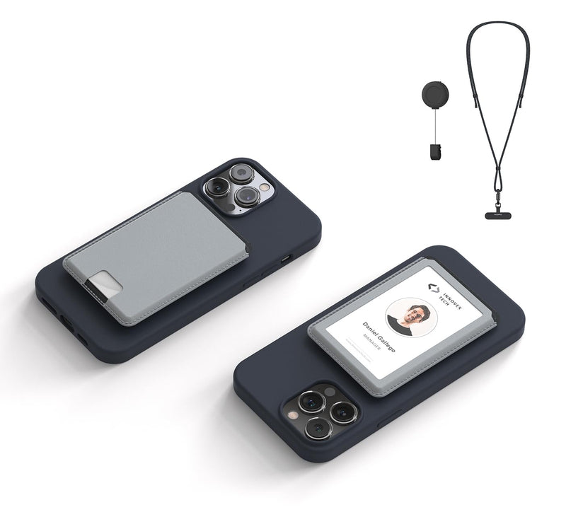 DuoFlip Flippable Magnetic ID Card Holder, MagSafe Phone Wallet with Lanyard, Compatible with MagSafe Phone Cases and iPhone 15/14/13/12, not for iPhone 13/12 mini