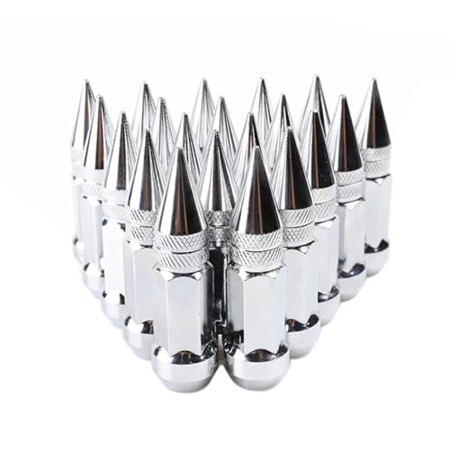 Osilly 20PCS M12x1.5 60mm Aluminum Spiked Wheel Lug Nuts, Silver