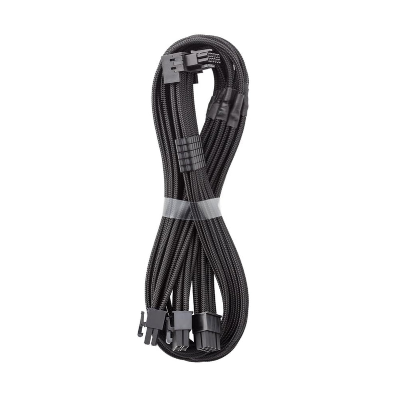 CableMod RT-Series Pro ModMesh Sleeved 12VHPWR 90° StealthSense PCI-e Cable for ASUS/Seasonic/Phanteks - Variant A (Black, 16-pin to Triple 8-pin, 60cm) 16 to 3x8-Pin (Variant A) Black