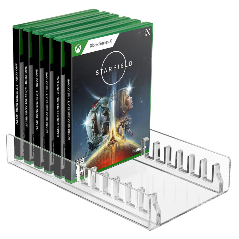 Video Game Storage Stand Compatible with Xbox One Game Box and for Xbox Series S & X Game Cases, Acrylic Organizer Display Holder Fits up to 12 Game Discs - Clear