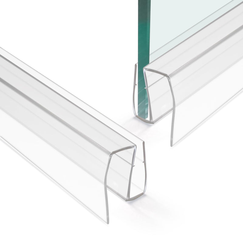 Bathroom Shower Glass Door Bottom Seal Strip, 2PCS 36 Inch Long Clear PVC Seal Strips for 1/4"(6mm) Thick Framless Glass Door Panel 1/4" (6mm）X 36"