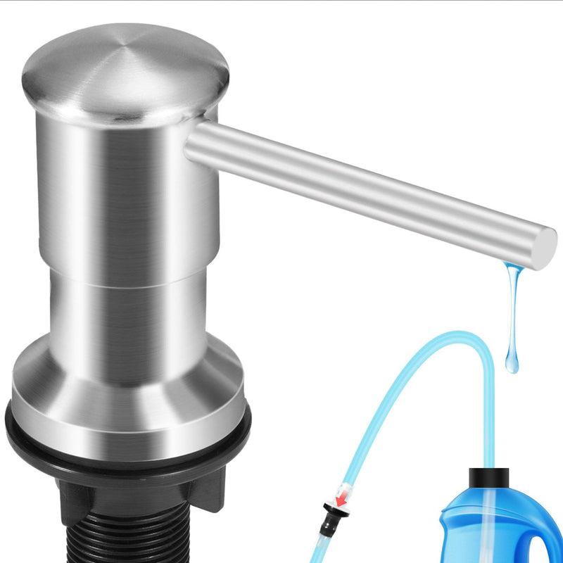 Yofidra Soap Dispenser for Kitchen Sink: Built in Sink Soap Dispenser Pump, Brushed Nickel Stainless Steel Sink Soap Dispenser with 47” Tube Kit Fit for Kitchen Bathroom in Counter 47" (Pack of 1)