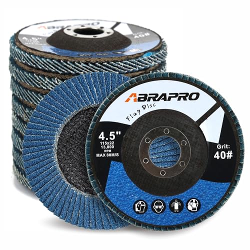 ABARPRO Flap Discs, 4-1/2-inch, Arbor Size 7/8-inch, T29 Zirconia Abrasive Grinding Wheel and Flap Sanding Disc, 40 Grit(10 Pack) 40 Grit - 10 Pack