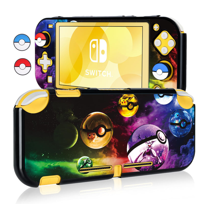 DLseego Cartoon Balls Switch Lite Protective Case Cool Hard PC Shell Shockproof Scratch Resistant Cover Joy Con Japanese Amine Skin with 2PCS Blue and Red Balls Thumb Grips Caps for Switch 2019 colorful