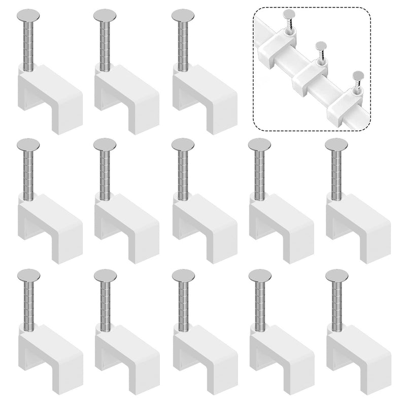 200 Pcs 8mm Cable Clips Nail in Cable Clips Flat Ethernet Cable Wall Clips Cable Tacks Coax Cable Clips Speaker Wire Clips Cable Nails for Cords Cat5/Cat5e/Cat6/Cat7 RJ45 Cord Clips 200