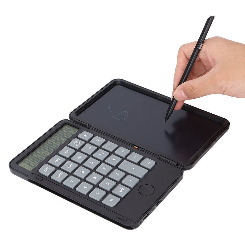 Calculator with Notepad, Portable Desk Calculator with Writing Pad, 6.5in LCD Display, Rechargeable Scientific Calculator for Office, Business and Home (Black) Black