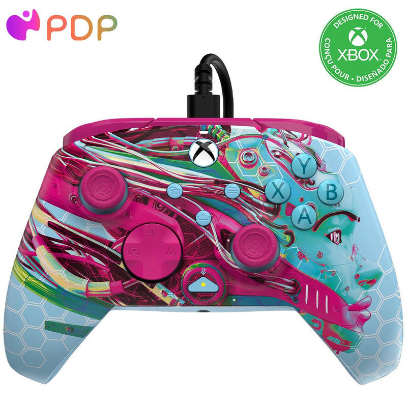 PDP Gaming REMATCH GLOW Enhanced Wired Controller Licensed for Xbox Series X|S/Xbox One/PC/Windows, Mappable Back Buttons, Advanced Customizable App - Android Dreams (Glow in the Dark) Android Dreams (Glow in the Dark)