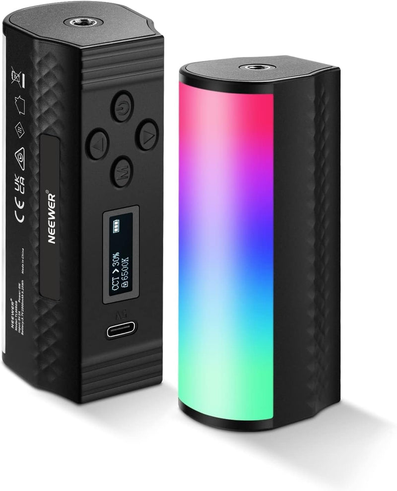 NEEWER 3 Pack Magnetic Handheld Light Wand, 360° Full RGB Mini LED Video Light Stick with 2500mAh Rechargeable Battery,2500-8500K Dimmable Camera Tube Light for Photography TikTok YouTube Vlog,TL96RGB TL96RGB(3-Pack)