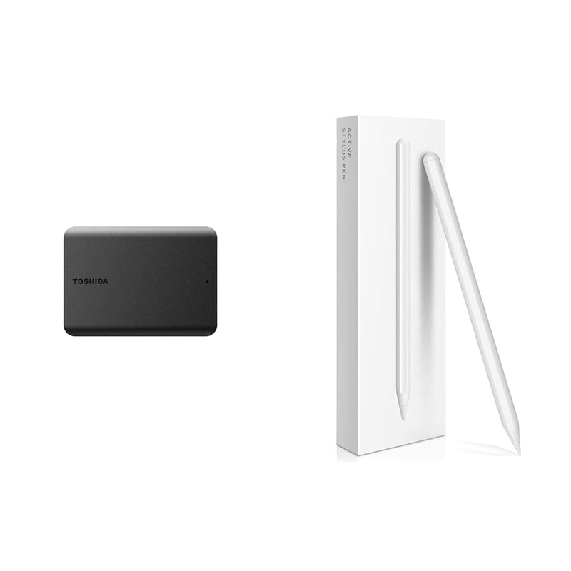 Toshiba Canvio Basics 1TB Portable External Hard Drive USB 3.0, Black - HDTB510XK3AA & iPad Pencil 2nd Generation with Magnetic Wireless Charging, Apple Pencil 2nd Generation