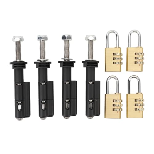 Fabater Mounting Pins, 4 Pcs Traction Boards Mounting System, Lockable Theftproof Safety Mount Pins Set, Compatible with MKII Recovery Boards, Stainless Steel Material With Password Lock