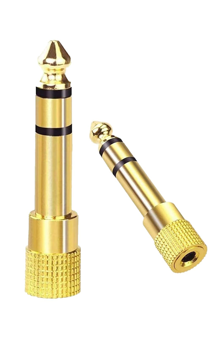 Audio Adapter 6.35mm to 3.5mm Aux: Gold Plated Stereo 1/4 Inch Male Plug to 1/8-inch Female Jack for Headphone Guitar Amp