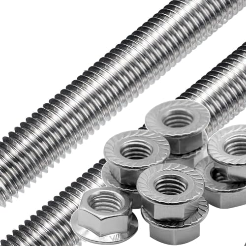2PCS Stainless Full Threaded with Flange Nuts