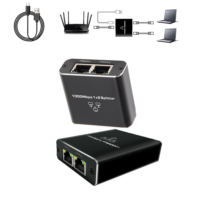 Ethernet Splitter High Speed 1 to 2/3, Gigabit Internet Splitter[3 Devices Simultaneously Networking], LAN Splitter with USB Power Cable, RJ45 Splitter for Cat5/5e/6/7/8 Cable