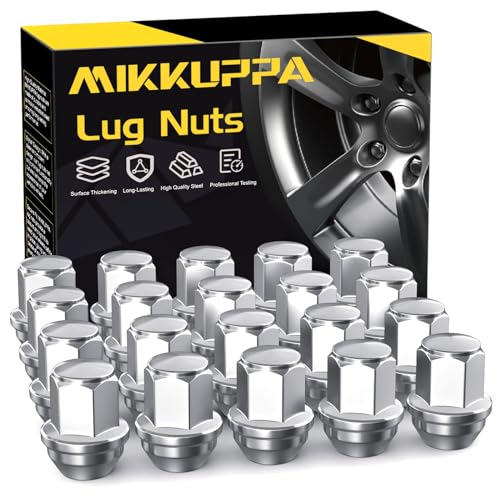 MIKKUPPA M14x1.5 OEM Lug Nuts, Chrome 20PCS Tire Nuts 20PCS - For Ford Mustang/Explorer/Edge Silver