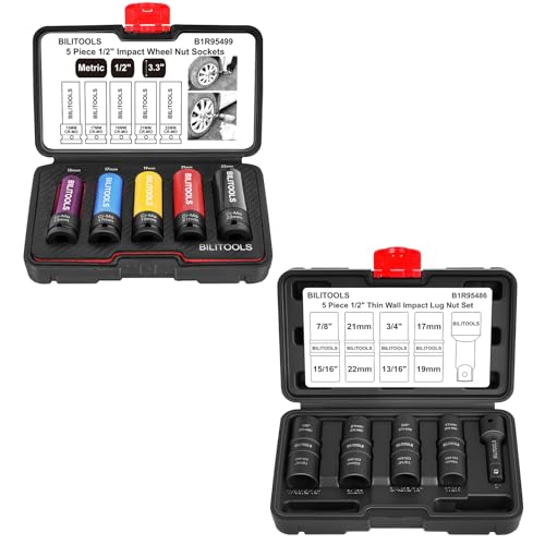 BILITOOLS 1/2 inch Drive Impact Lug Nut Socket Set