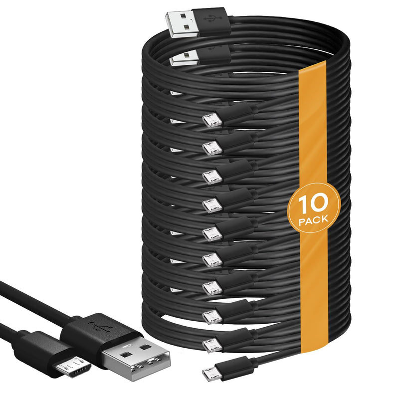BRENDAZ Micro USB Cable (10-Pack) - Micro USB to USB Charger Cord, Data Transfer Android USB Cord, Compatible with Kindle Fire HD Tablet, Xbox One S X, Galaxy S6, S7 Edge J7, Note 5 4 (6-Feet) 10-Pack 6-Feet