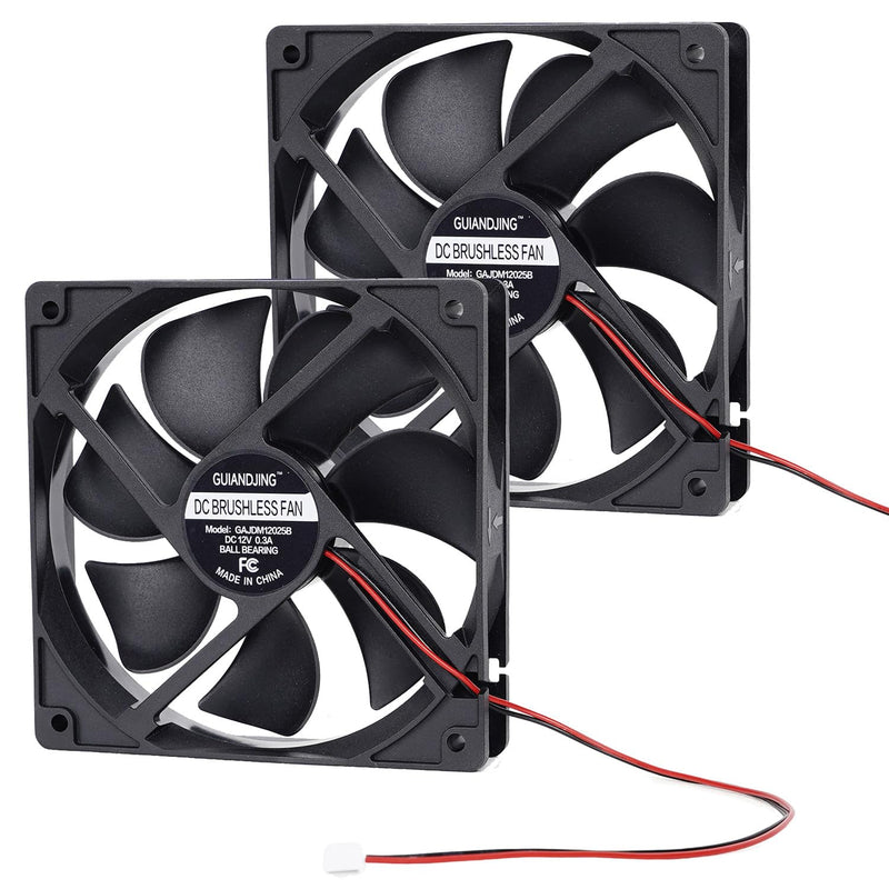 12025 Cooling Fan 120x120x25mm DC 12V Exhaust Fan 2Pcs Dual Ball Bearings Brushless 2Pin XH2.54 2700RPM