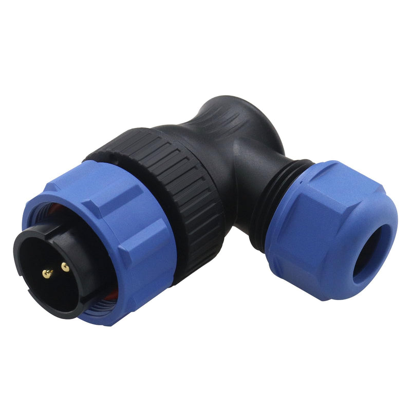 RV 2 Pin Aviation Circular Connector 12V 30A Power Compatible with Bluetti AC200MAX Waterproof IP68 Outdoor SP2111 2-Pin Aviation Circular Connector Right Angle