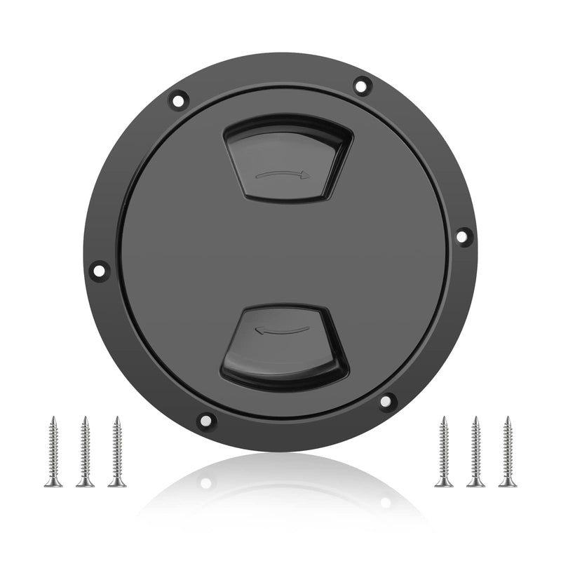 5 inch / 6 inch / 8 inch Boat Round Deck Plate Non Slip Inspection Hatch, Marine Access Port Hatch Cover with Screws, Detachable Water Tight Lid Cover for Marine Boat Yacht 6" Black