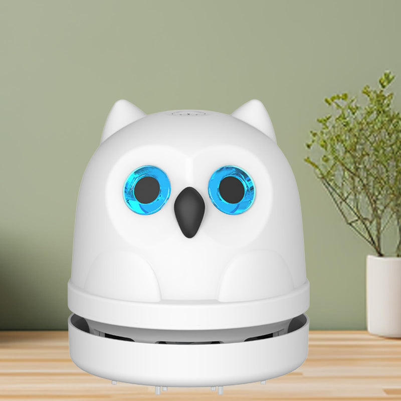Mini Desktop Vacuum Cleaner Cute Owl Mini Vacuum Cleaner Desk Vacuum Sweeper for Tabletop Cleaning Eraser Waste, Crumbs, Hair, Paper Scraps Computer Piano Keyboard Car Vacuum