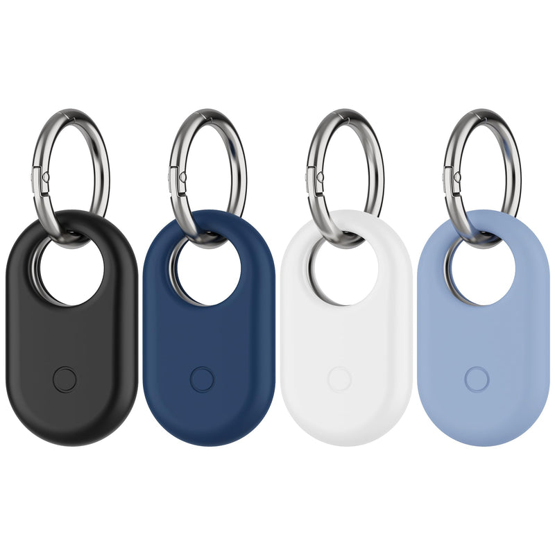 [4 Pack] Silicone Case for Samsung SmartTag2 with Galaxy Smart Tag 2 Keychain - Full Body Shockproof, Anti-Scratch Cover for Backpacks, Car Keys, Luggage, Dog Collars