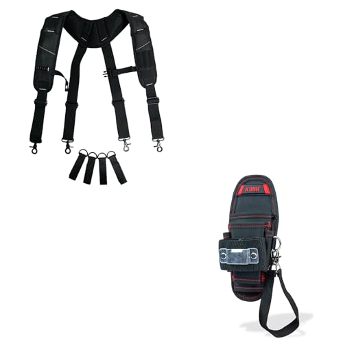 KUNN Tool Belt Suspenders & Mini Tool Pouch,5-Pockets Maintenance Tool Pouch with Belt Clip