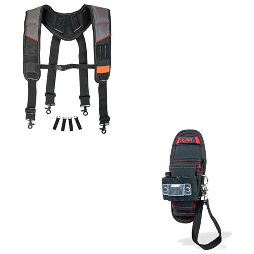 KUNN Tool Belt Suspenders Padded Mini Tool Pouch with Belt Clip
