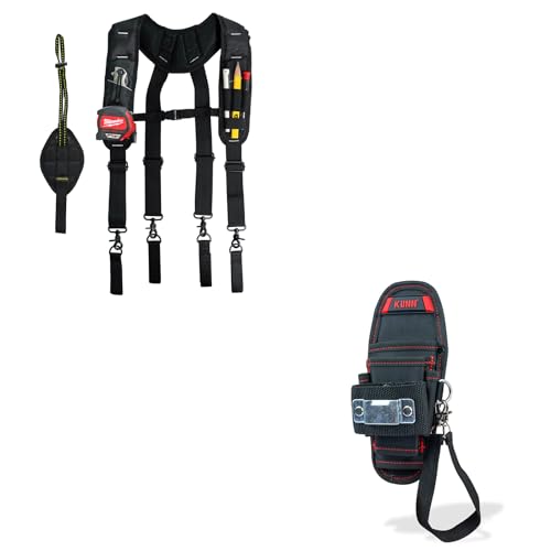 KUNN Magnetic Tool Belt Suspenders & Small Tool Pouch with Belt Clip