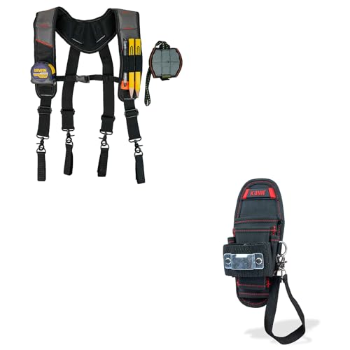 KUNN Magnetic Tool Belt Suspender & Small Tool Pouch with Belt Clip