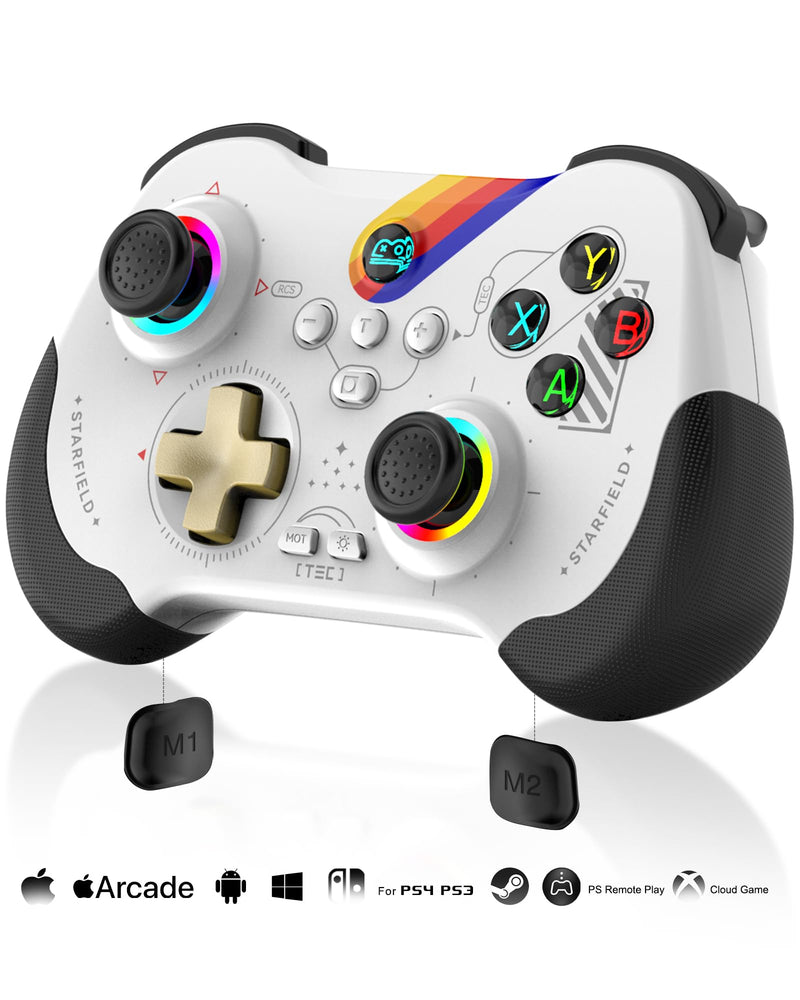 Joso Mobile Gaming Controller for iPad/iPhone/Tablet, Cloud Controller Remote Joystick for iOS/Android, Wireless Switch Controller with Macro Buttons/Hall-Rocker/Hall-Trigger - Starry Star White