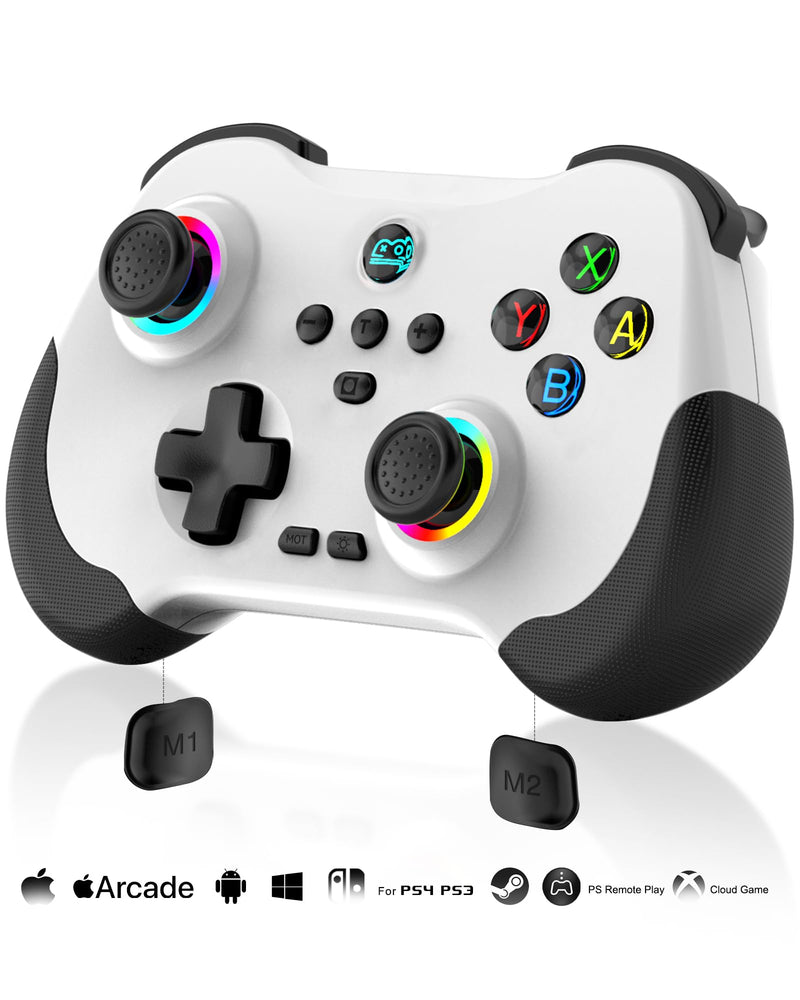 Joso Mobile Gaming Controller for iPad/iPhone/Tablet, Cloud Controller Remote Joystick for iOS/Android, Wireless Switch Controller with Macro Buttons/Hall-Rocker/Hall-Trigger - White