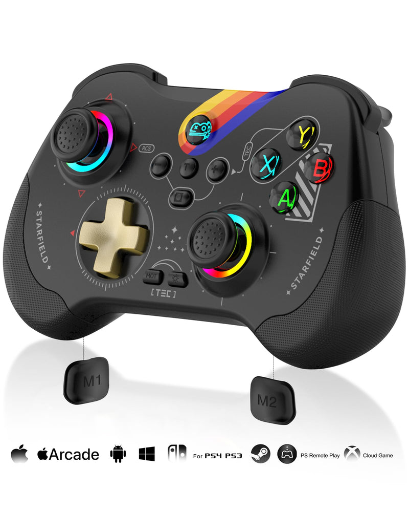 Joso Mobile Gaming Controller for iPad/iPhone/Tablet, Cloud Controller Remote Joystick for iOS/Android, Wireless Switch Controller with Macro Buttons/Hall-Rocker/Hall-Trigger - Starry Star Black