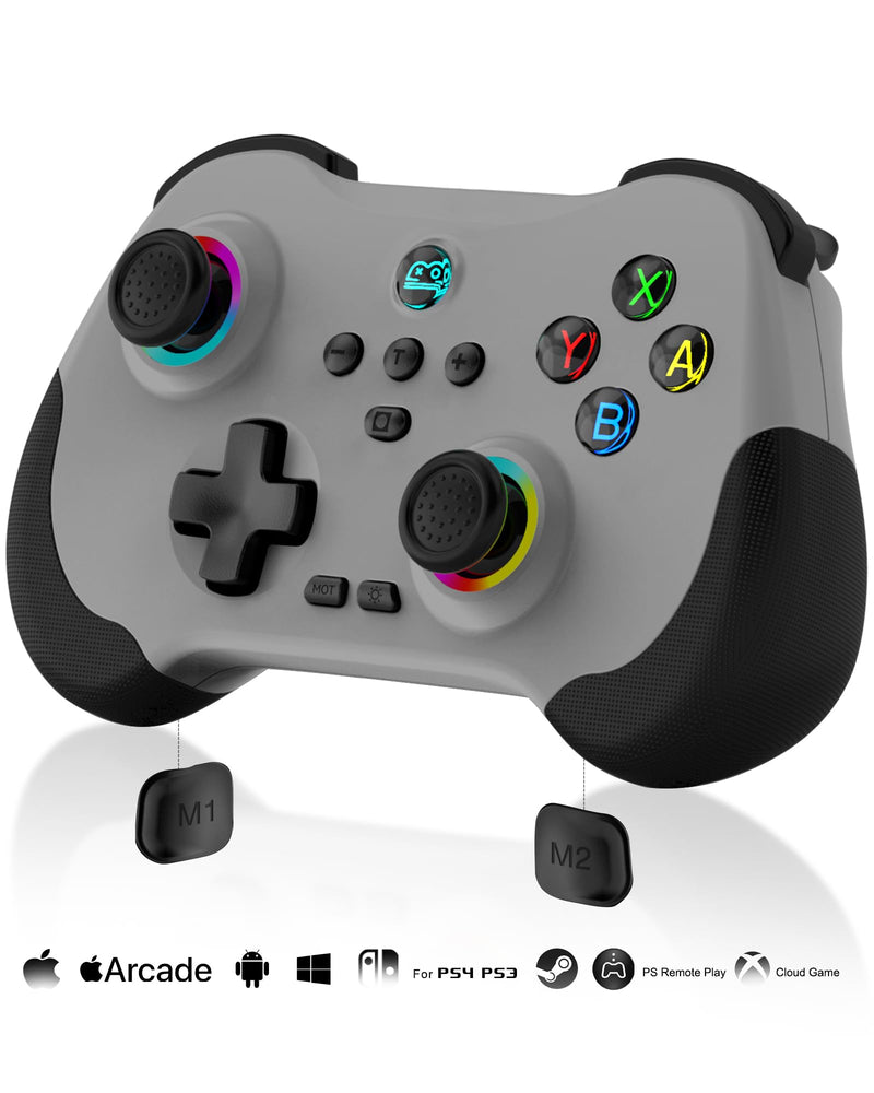 Joso Mobile Gaming Controller for iPad/iPhone/Tablet, Cloud Controller Remote Joystick for iOS/Android, Wireless Switch Controller with Macro Buttons/Hall-Rocker/Hall-Trigger - Grey