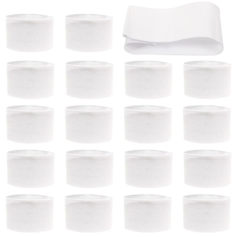 18 Pieces White Armbands Funeral Mourning Band,Kabcifea Full White Soccer Football Captains Armband,Elastic Adjustable Funeral Bands for Multipurpose Use,DIY,Sport Team Badges
