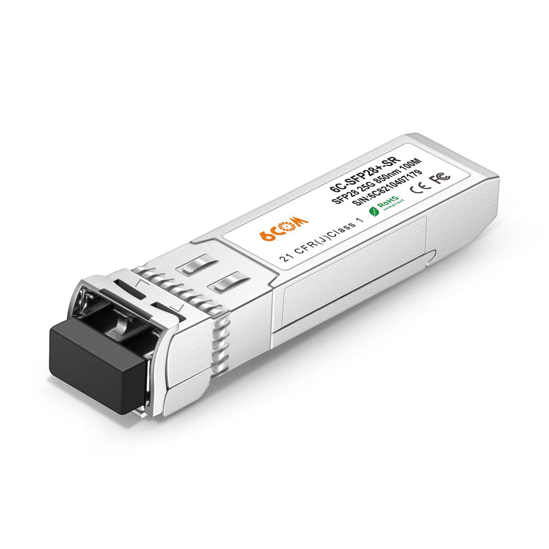 6COMGIGA 25GBASE-SR SFP28 Compatible for Cisco SFP-25G-SR-S 850nm 100m DOM LC MMF Optical Transceiver Module 25GBase-SR:100m