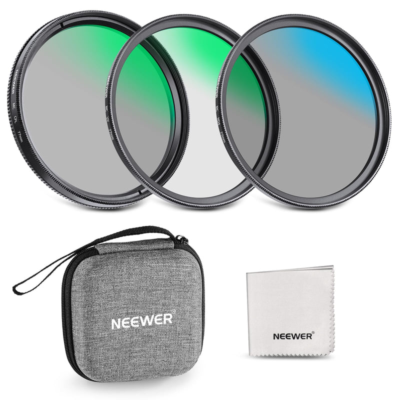 NEEWER 77mm UV/CPL/ND Lens Filter Kit with Hard Shell Storage Case, Multicoated Optical Glass & Aluminum Alloy Frame, UV + Circular Polarizer (CPL) + Neutral Density (ND4) Filter for 77mm Camera Lens