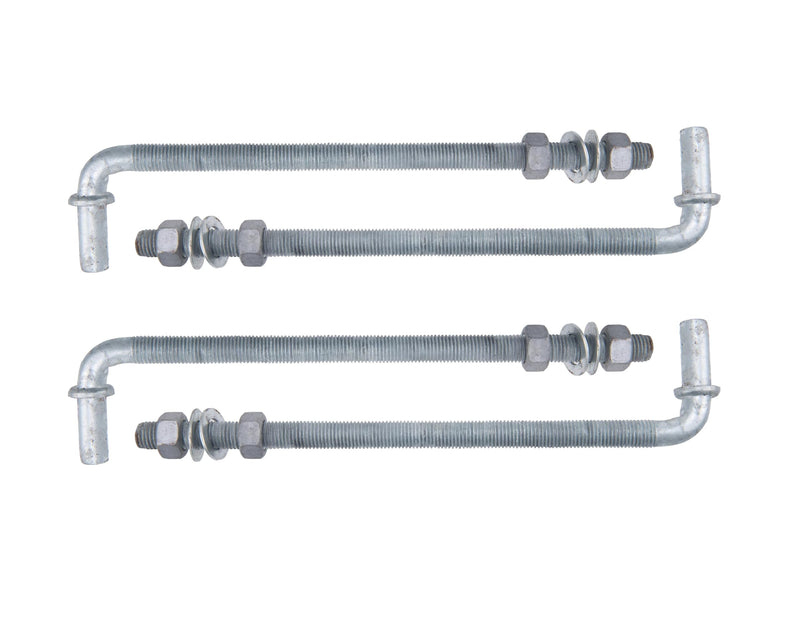 J-Bolt Post Hinge with 5/8" Hinge Pin Galvanized Post Gate Hinge for Chain Link Fence, Washers & Nuts Included (12" (4 Pcs)) 12" (4 Pcs)
