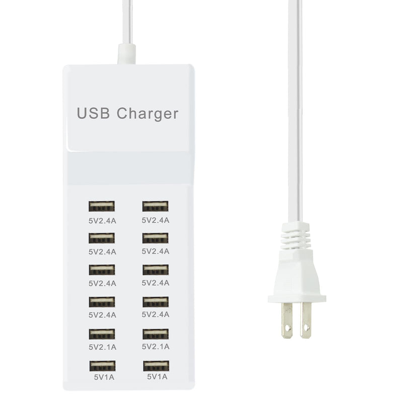 USB Charger 12 Port USB Charging Station Charging Hub with Fast Charging USB Wall Charger for Multiple Devices USB Charging Port Compatible with Cell Phones Tablets Laptops JY-12USB