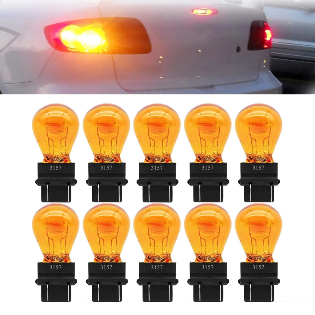 10 PCS 3157 Miniature Car Halogen Brake Light, 12v 21/5W Waterproof Vehicle Turn Signal Bulb, Universal Waterproof Automotive Side Marker Tail Light Replacement for Truck SUV Car (Amber) 10 PCS Amber