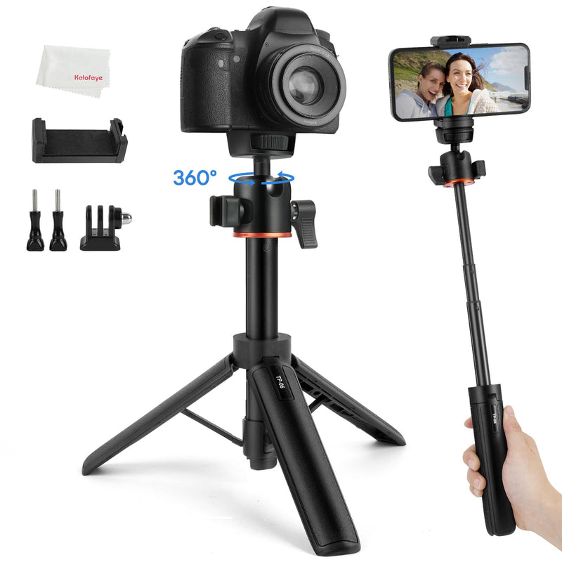 Camera Tripod Stand, Mini Desktop Aluminum Tripod Selfie Stick with Cold Shoe, 360° Ball Head with 1/4 Inch Screw, Portable Tripod for iPhone Android Canon Sony DSLR Vlogging Video Recording