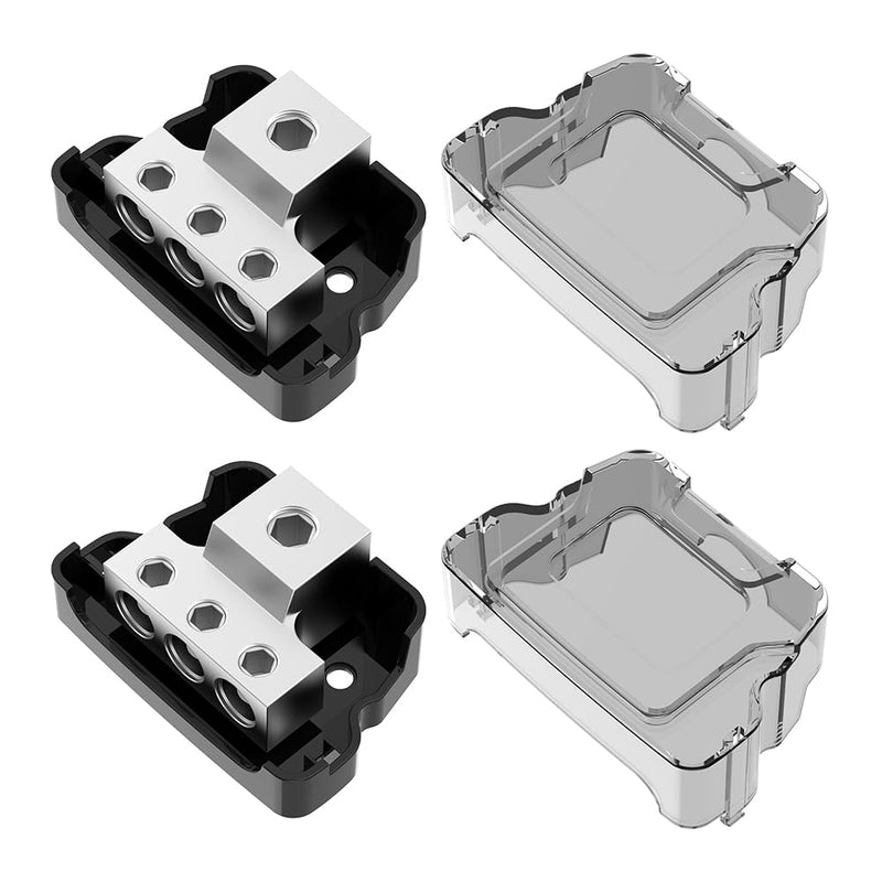 Distribution Block Car Audio, Malictele 3 Way Power Distribution Block 1 x 0/2/4 Gauge Input 3 x 4/8 Gauge Output Amp Power Distribution Block Car Audio Amplifier Splitter for Vehicles Boats 2 Pack 3-Way Power Distribution Block 2PCS