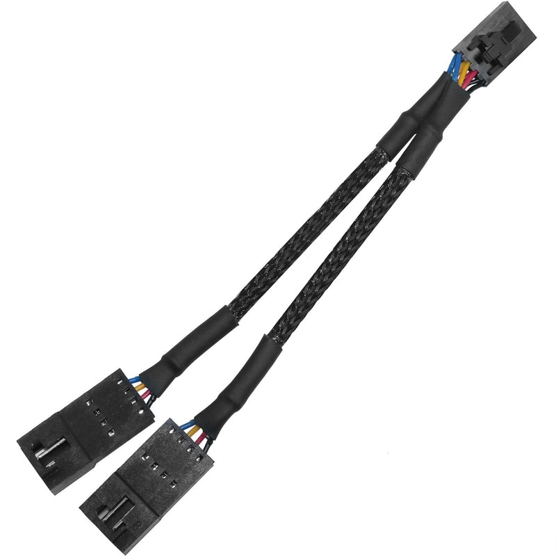 RGB Corsair Lighting Extension Cable 3.39 inches 1 to 2 Splitter Cable 4-Pin Male to Dual Female Used for Fan Hub Splitter Adapter Cable Black