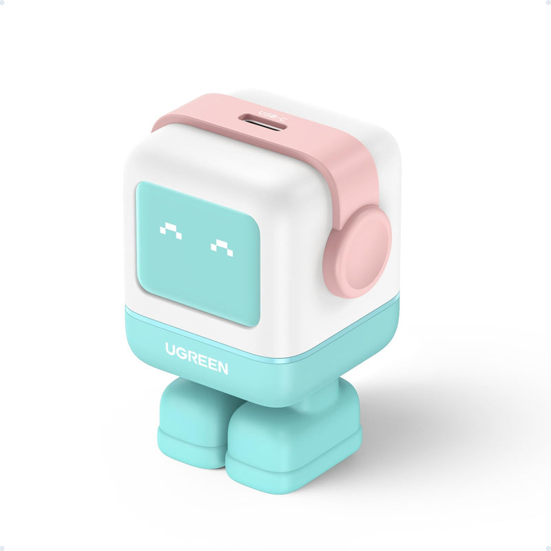 UGREEN Uno Charger 30W USB C Charger, Nexode Robot GaN Fast Charger Block, Compact Wall Charger Power Adapter for iPhone 15/14/13, Galaxy S24/S23/S22, Pixel 7/8, MacBook Air, iPad Pro (Pink Blue) Pink Blue