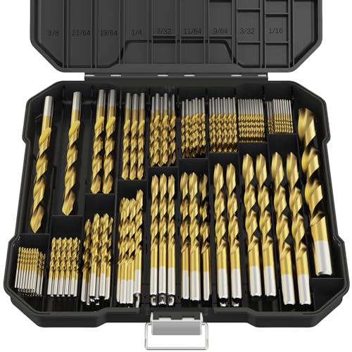 230Pcs(3/64" - 1/2") Titanium Twist Drill Bit Set 3/64" - 1/2" - 230pcs HSS