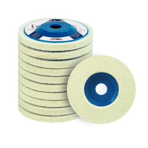 SALI Polishing Hoods Pack of 10 Angle Grinder Wool Buffing Disc 125 mm Polishing Attachment Angle Grinder Buffing Disc Flex Polishing Discs Sanding Sanding Tool for Glass, Ceramic, Plastic, Car