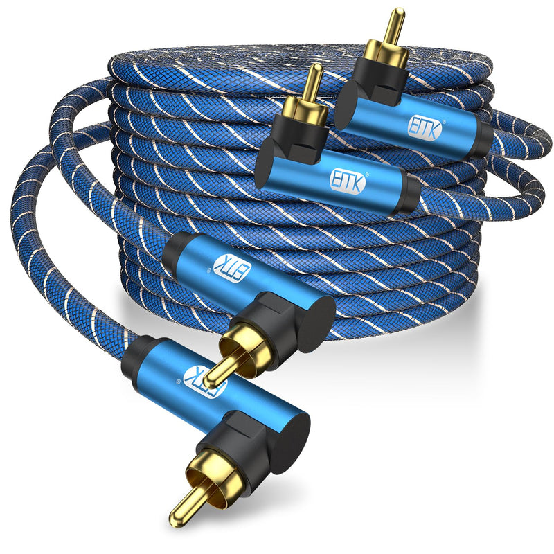 EMK 90 Degree Subwoofer Cable 2PACK, RCA Cable Male to Male Digital Coaxial Audio Cable for Subwoofer, TV, Sound Bars, Amplifier,Speaker(16.5FT/5M) 16.5FT/5M 90 Degree to 90 Degree