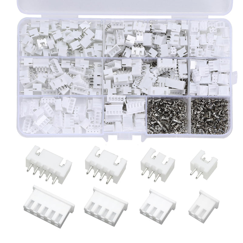 720PCS 2.54mm JST-XH Connector Kit,2/3/4/5 Pin Header Housing Connectors,2.54mm Pitch JST Male and Female Adapter,XH 2.54mm Plug Terminal for Camera, 3D printer