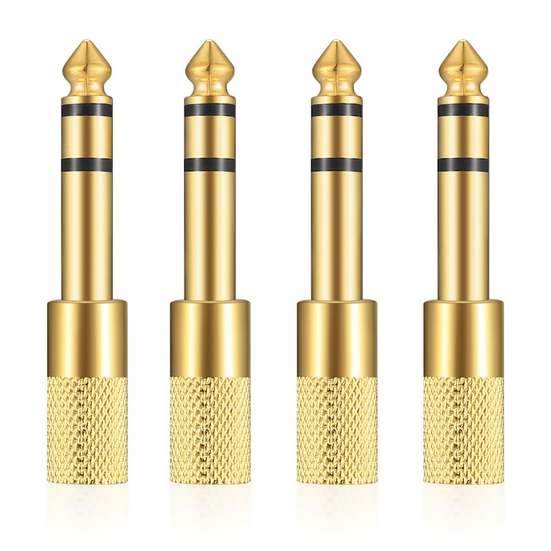 6.35mm (1/4 inch) Male to 3.5mm (1/8 inch) Female Stereo Headphone Adapters, 4 Pcs 3.5mm/1/8'' Female to 6.35mm/1/4'' Male Stereo Audio Adapter Jack Plug for Headphone, Gold Plate