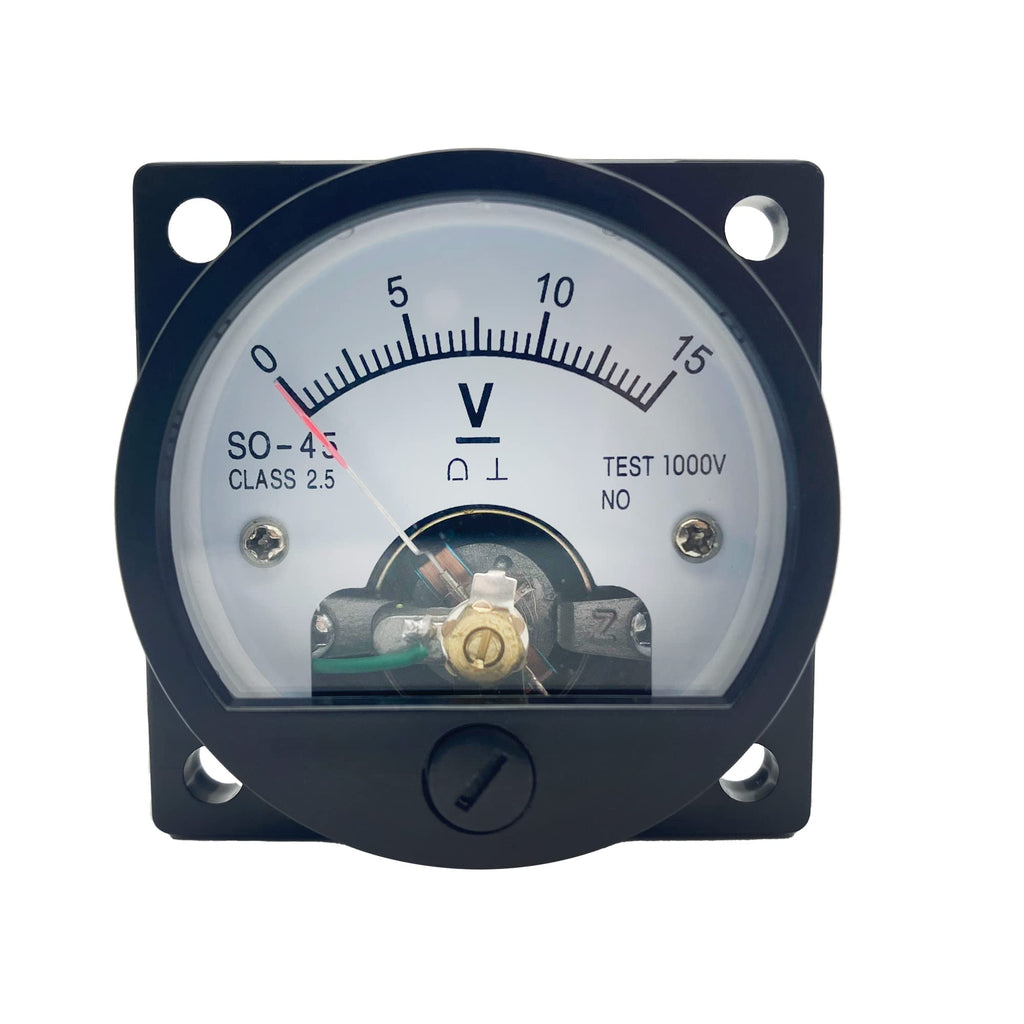 Analog Dial Panel Meter Voltmeter Gauge SO-45 DC 0-15V Round Current Measuring Ammeter, 1 Pcs DC0-15V